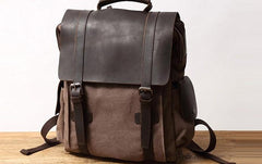 Mens Canvas Leather Backpack Canvas Travel Backpack Canvas School Backpacks for Men