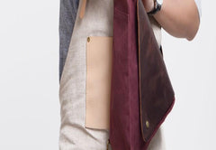 Cool Canvas Leather Triangular Mens Sling Bag Chest Bag One Shoulder Pack for men