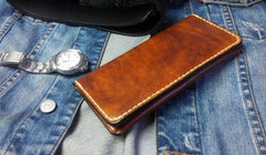 Vintage Brown Leather Bifold Mens Long Wallet Leather Long Wallets for Men - imessengerbags