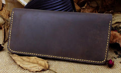 Handmade Leather Mens Cool Travel Long Wallet Card Holder Card Slim Clutch Wallets for Men - imessengerbags