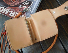 Handmade Leather Biker Wallet Mens Cool Short Chain Wallet Trucker Wallet with Chain - imessengerbags