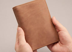 Vintage Leather Men Small Slim Travel Wallet Passport Wallet for Men - imessengerbags