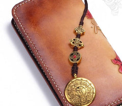 Handmade Leather Ganesha Mens Chain Biker Wallet Cool Leather Wallet With Chain Wallets for Men - imessengerbags