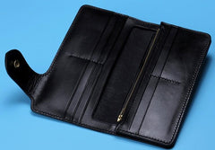 Handmade Leather Quan yin Buddha Mens Chain Biker Wallet Cool Leather Wallet With Chain Wallets for Men - imessengerbags