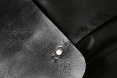 Genuine Leather Mens Cool Backpack Sling Bag Large Black Travel Bag Hiking Bag for men