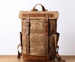 Waxed Canvas Mens Travel Backpack Canvas School Backpack Laptop Backpack for Men