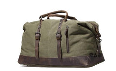 Mens Waxed Canvas Leather Weekender Bag Canvas Overnight bag Travel Bag for Men