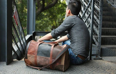Cool Leather Mens Weekender Bags Travel Bag Duffle Bags Overnight Bag for men