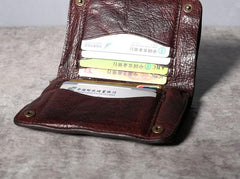 Handmade Genuine Leather Mens Cool Slim Leather Wallet Men Small Wallets Bifold for Men