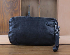 Handmade Genuine Leather Mens Cool Long Leather Wallet Zipper Clutch Wristlet Wallet for Men - imessengerbags