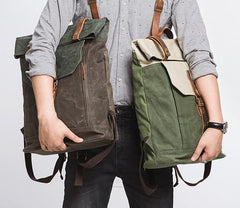Cool Canvas Gray Travel Bag Mens Backpack Canvas Canvas School Bag for Men
