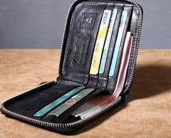 Genuine Leather Mens Cool billfold Leather Wallet Men Zipper Wallet Bifold for Men - imessengerbags