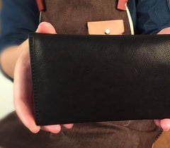 HandmadeLeather Mens Cool Long Leather Wallet Slim Travel Passport Wallet Clutch Wallet for Men - imessengerbags