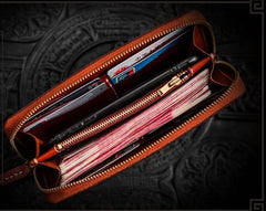 Handmade Leather Tibetan Mens Chain Biker Wallet Cool Leather Wallet Long Clutch Wallets for Men - imessengerbags