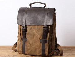Mens Canvas Leather Backpack Canvas Travel Backpacks Canvas School Backpacks for Men