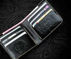 Handmade Leather Carp Tooled Mens billfold Wallet Cool Leather Wallet Slim Wallet for Men - imessengerbags
