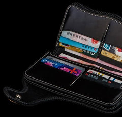 Handmade Leather Carp Mens Chain Biker Wallet Cool Leather Wallet With Chain Wallets for Men - imessengerbags