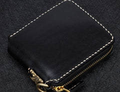 Handmade Leather Mens Chain Biker Wallet Cool Leather Wallet Small Wallets for Men - imessengerbags