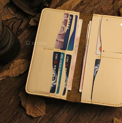 Handmade Leather Mens Cool Travel Long Wallet Card Holder Card Slim Clutch Wallets for Men - imessengerbags
