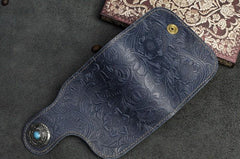 Handmade Leather Floral Mens Cool Biker Wallet Leather Wallet Men billfold Wallets Bifold for Men - imessengerbags