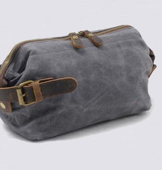 Cool Waxed Canvas Leather Mens Zipper Wristlet Bag Vintage Clutch Zipper Bag for Men - imessengerbags