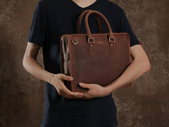 Handmade Leather Mens Cool Messenger Bag Briefcase Work Bag Business Bag Laptop Bag for men