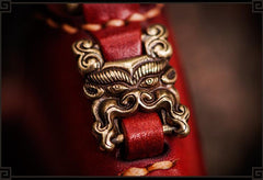 Handmade Leather Small Tooled Mens billfold Wallet Cool Chain Wallet Biker Wallet for Men
