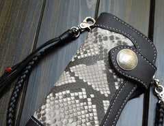 Handmade Leather Biker Wallet Mens Cool Chain Wallet Trucker Wallet with Chain