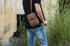 Cool Small Leather Mens Shoulder Bags Messengers Bag for Men