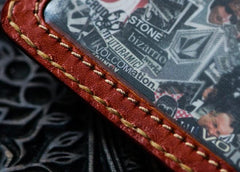 Handmade Leather License Wallet Tooled Mens billfold Wallet Cool Leather Wallet Slim Wallet for Men - imessengerbags