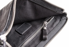Genuine Leather Mens Cool Long Leather ipad bag Wrist Bifold Clutch Wallet for Men