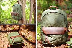 Waxed Canvas Leather Mens Camera Backpack Canvas Travel Backpack Canvas Camera Backpack for Men - imessengerbags