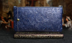 Handmade Leather Mens Cool Zipper Phone Travel Long Wallet Holder Slim Clutch Wallets for Men - imessengerbags