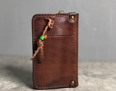 Handamde Genuine Leather Mens Cool Key Wallet Card Slim Wallet Key Holder Car Key Case for Men - imessengerbags