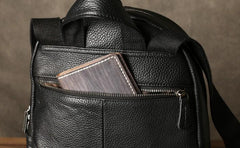 Genuine Leather Mens Cool Backpack Sling Bag Large Black Travel Bag Hiking Bag for men - imessengerbags