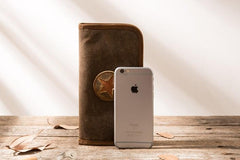 Cool Canvas Leather Mens Bifold Long Wallet Zipper Long Wallet for Men - imessengerbags