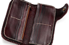 Handmade Leather Black&White Mens Chain Biker Wallet Cool Leather Wallet With Chain Wallets for Men