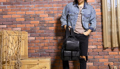Cool Mens Leather Backpacks Black Travel Backpacks Laptop Backpack for men