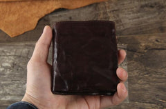 Handmade Genuine Leather Mens Cool Slim Leather Wallet Men Small Wallets Bifold for Men - imessengerbags