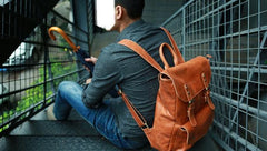 Cool Brown Mens Leather Backpack Travel Backpack School Backpacks for men - imessengerbags