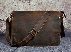 Brown Leather Mens SIDE BAG COURIER BAG Messenger Bag Shoulder Bag for Men