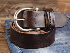 Genuine Leather Punk Rock Biker Trucker Mens Belt Men Black Coffee Belt for Men - imessengerbags