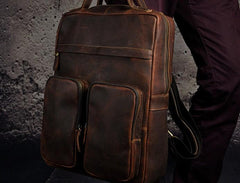 Cool Mens Leather Backpack Vintage Travel Backpack School Backpack for men - imessengerbags