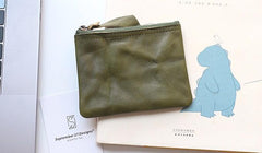 Leather Mens Zipper Front Pocket Wallet Small Wallet Card Wallet Change Wallet for Men