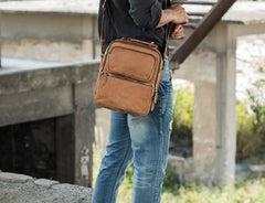 Cool Leather Brown Small Mens Messenger Bag Vintage Shoulder Bag  for Men