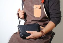 Genuine Leather Mens Clutch Cool Slim Wallet Zipper Clutch Wristlet Wallet for Men - imessengerbags