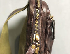 Genuine Leather Mens Cool Chest Bag Sling Bag Crossbody Bag Travel Bag Hiking Bag for men - imessengerbags