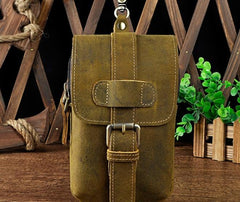 Small Mens Leather Belt Pouch Holsters Belt Case Cell Phone Waist Pouch for Men