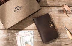 Vintage Slim long Wallets Leather Mens Coffee Wallet Long Wallet for Men - imessengerbags