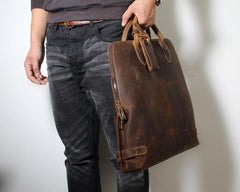 Handmade Leather Mens Cool Business Bag Briefcase Work Bag Laptop Bag for men - imessengerbags